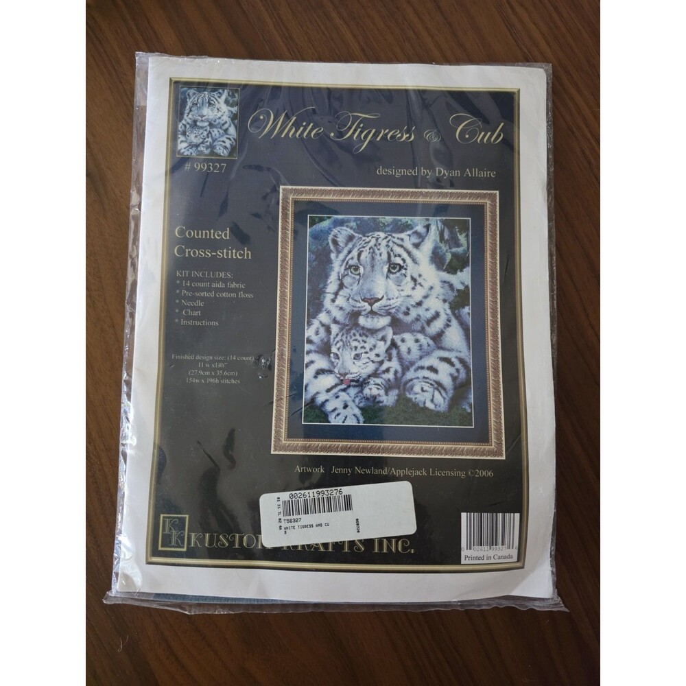 Kustom Krafts Cross Stitch Kit 99327 White Tigress & Cub Dyan Allaire